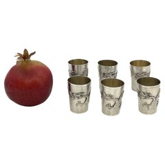 Set of 6 China Jewelry Company Sterling Silver Cups with Dragon Motifs