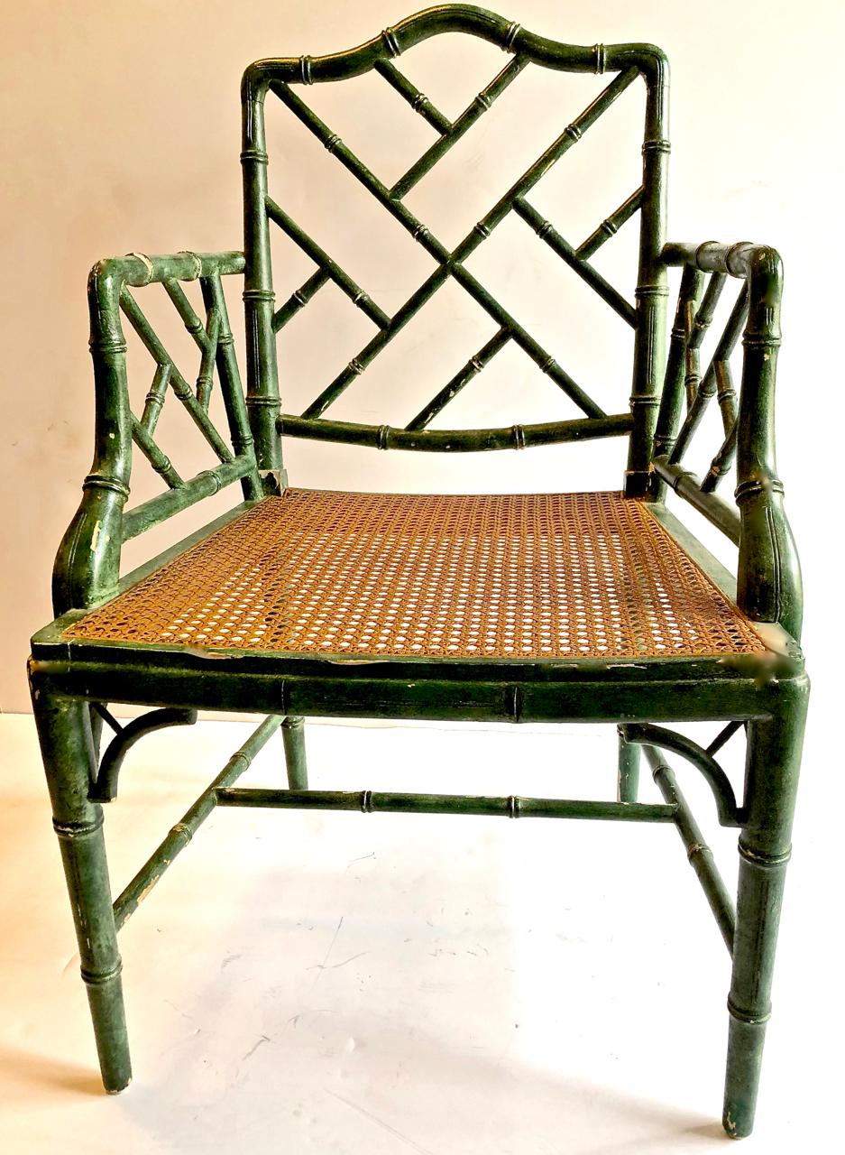 Hand-Carved Set of 6 Chinese Chippendale Faux Bamboo Chairs
