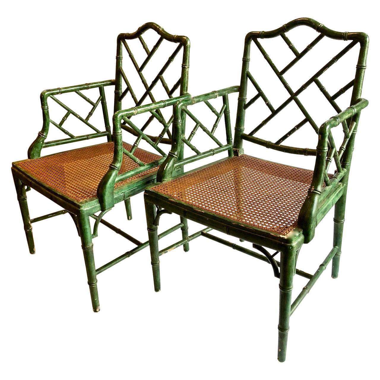 Set of 6 Chinese Chippendale Faux Bamboo Chairs