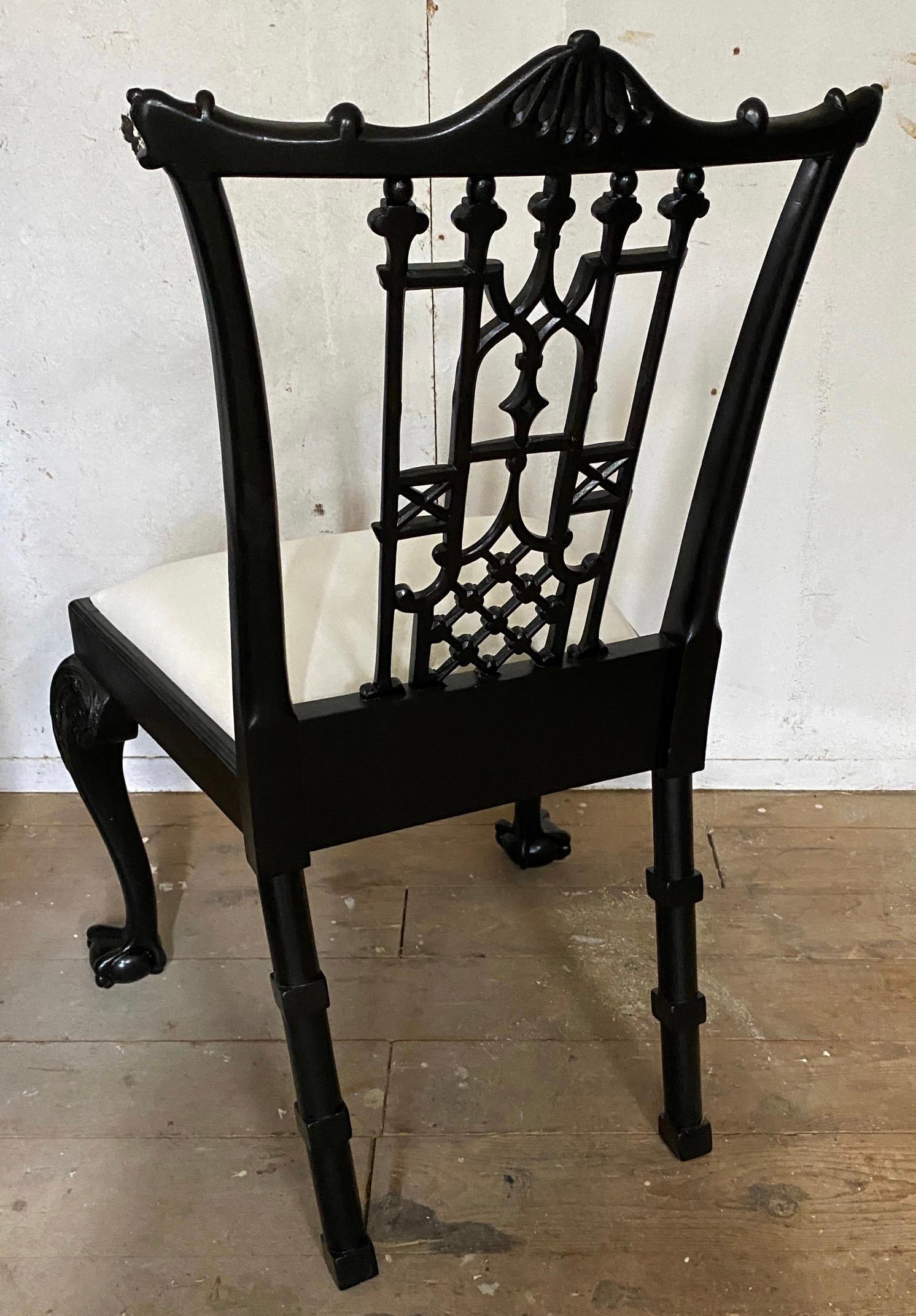 Set of 6 Chinese Chippendale Style Dining Chairs For Sale 2