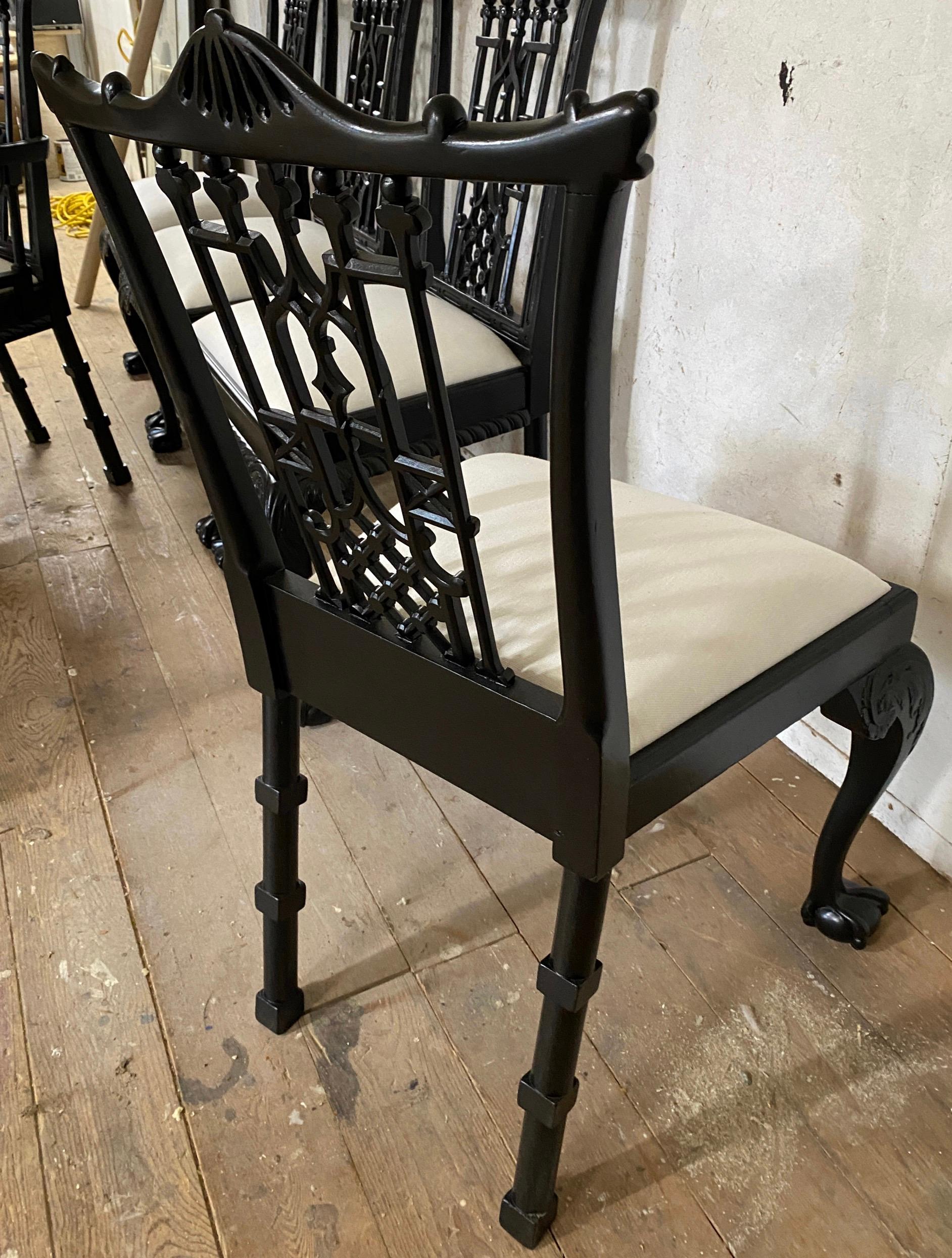 Set of 6 Chinese Chippendale Style Dining Chairs For Sale 3