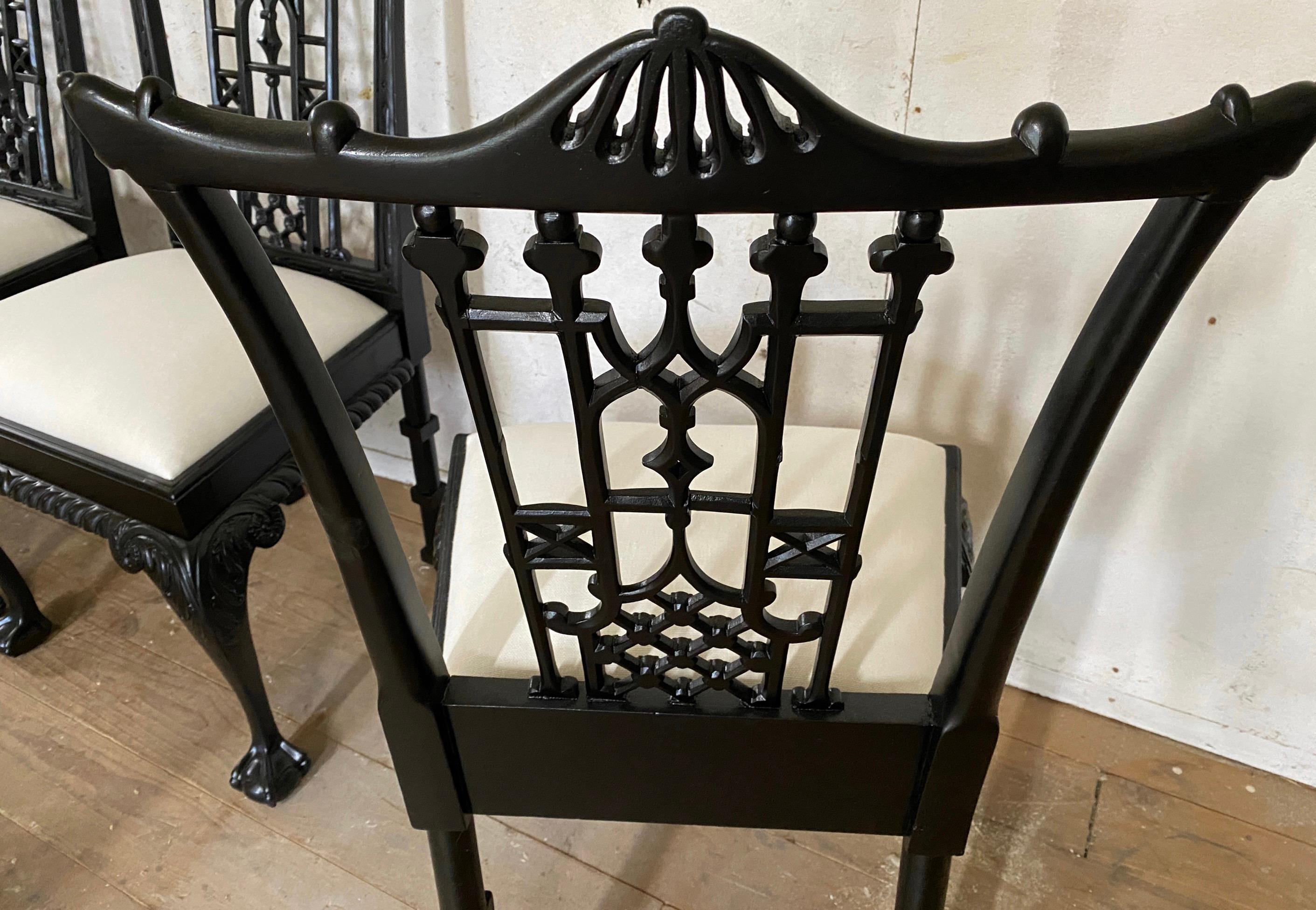Set of 6 Chinese Chippendale Style Dining Chairs For Sale 4