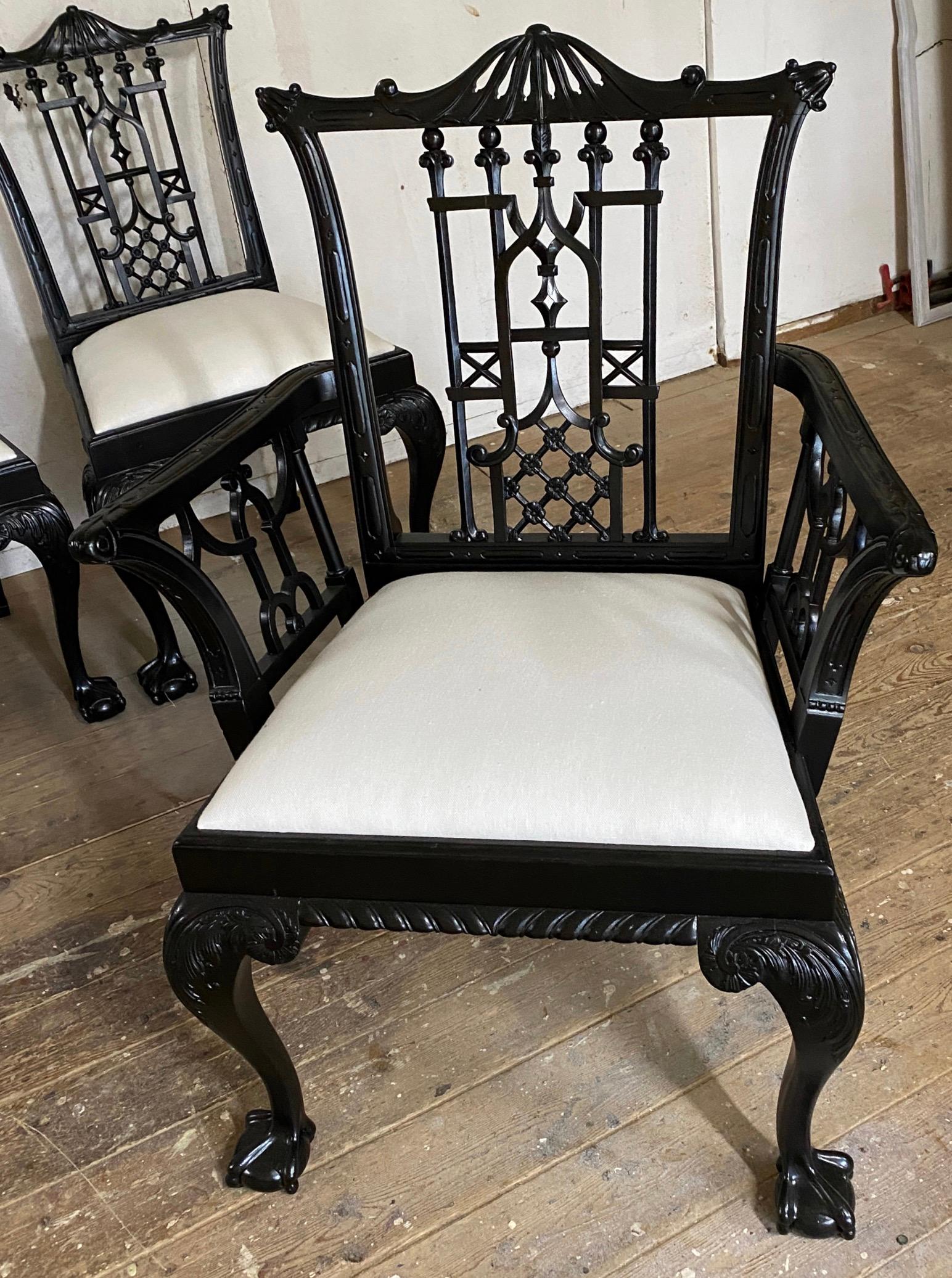 Unknown Set of 6 Chinese Chippendale Style Dining Chairs For Sale