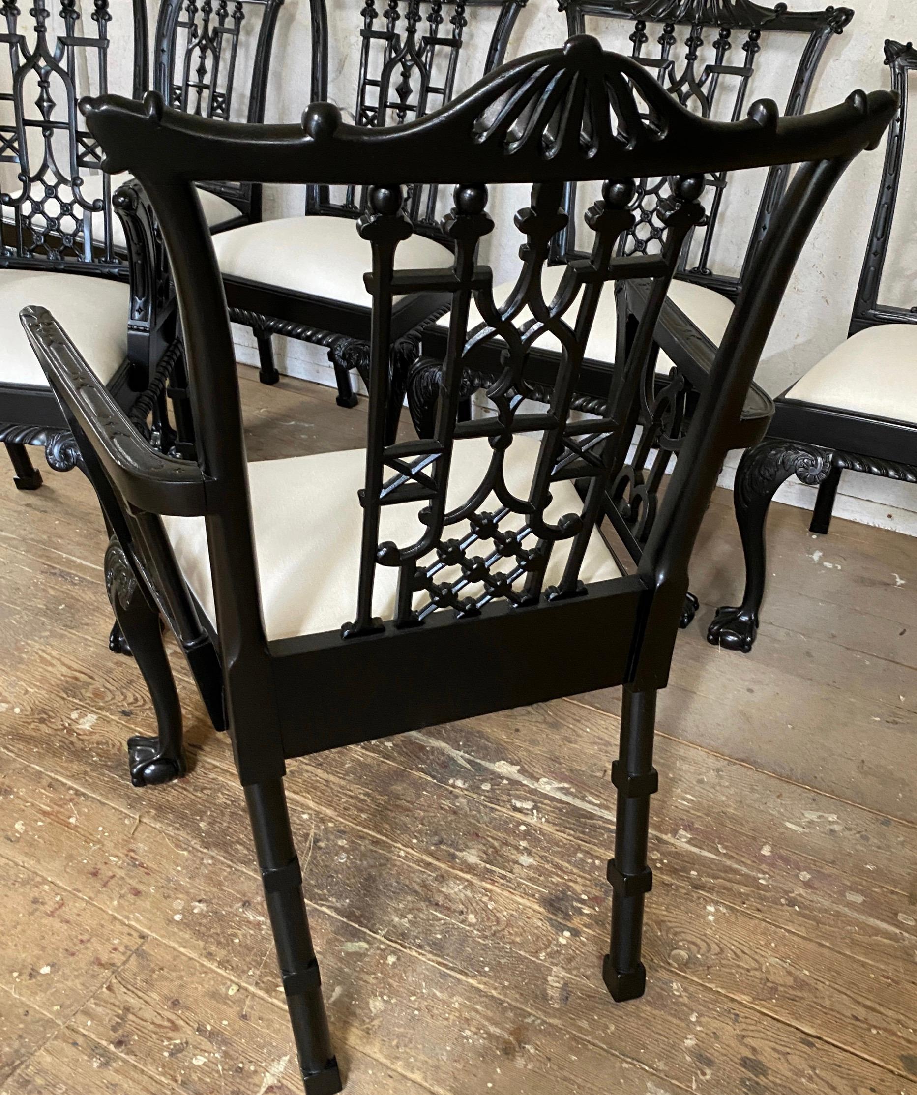 Set of 6 Chinese Chippendale Style Dining Chairs In Good Condition For Sale In Sheffield, MA