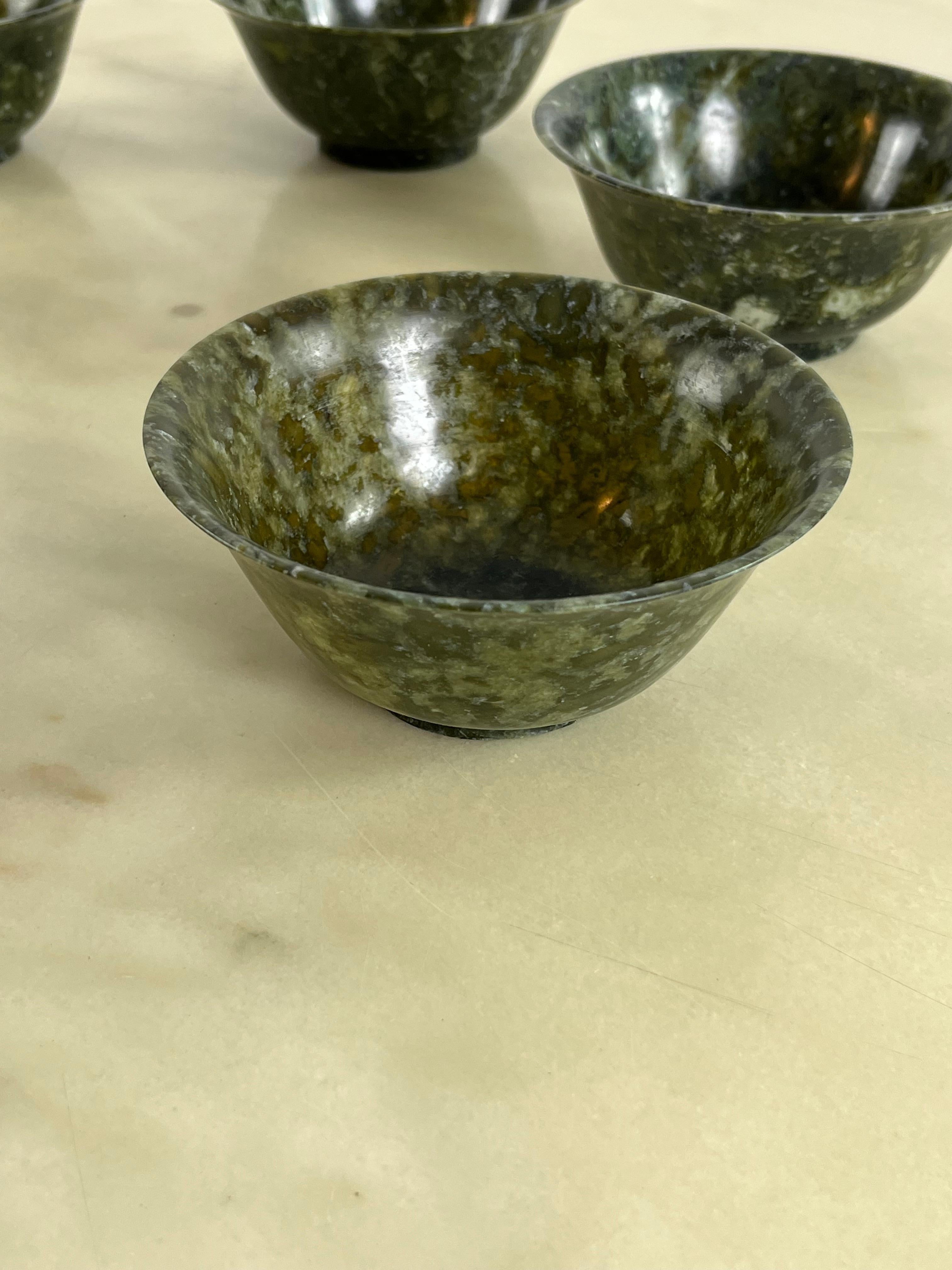 Set of 6 Chinese Jade Bowls, 1930s For Sale 6