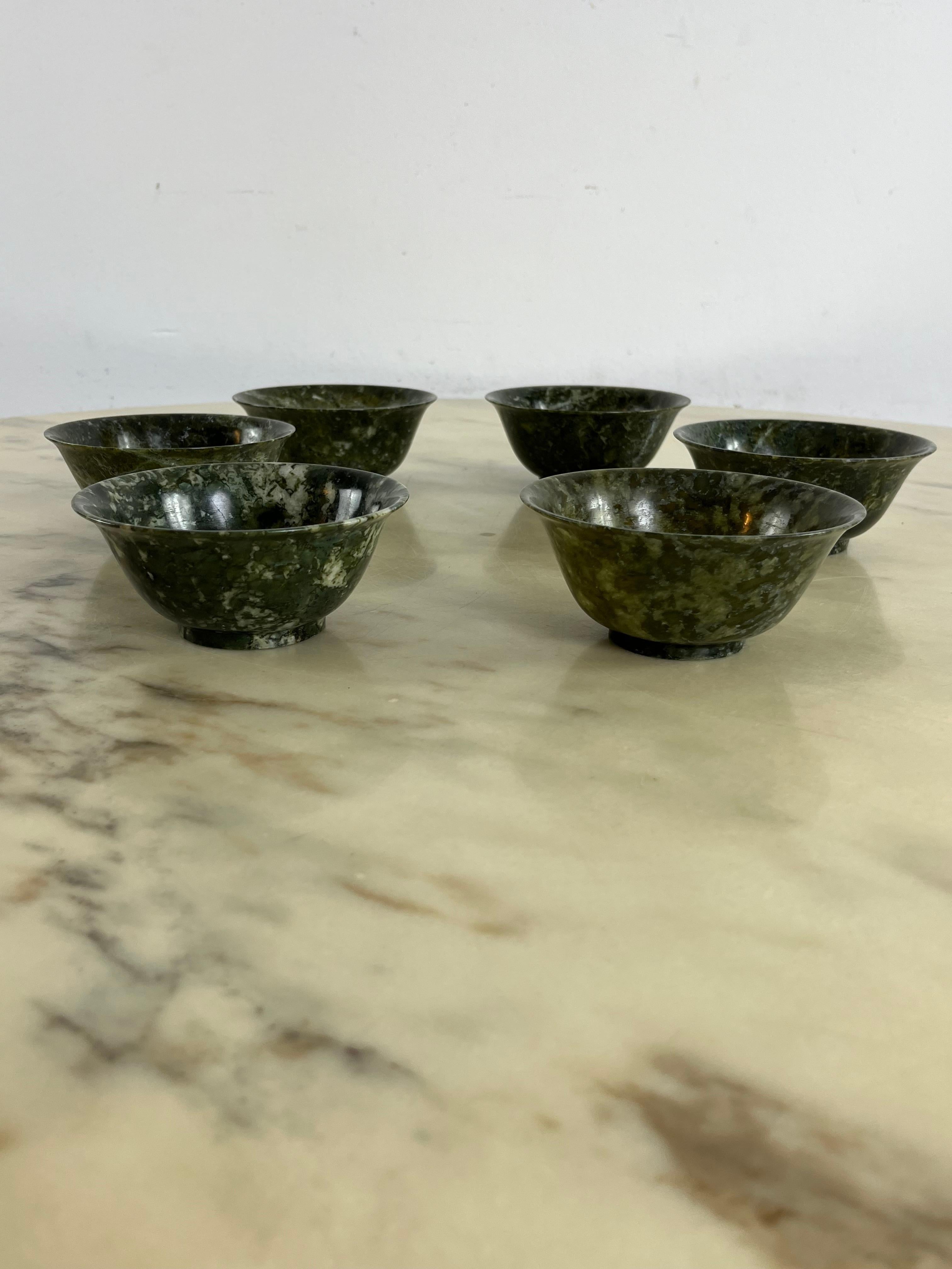 Set of 6 Chinese Jade Bowls, 1930s For Sale 7