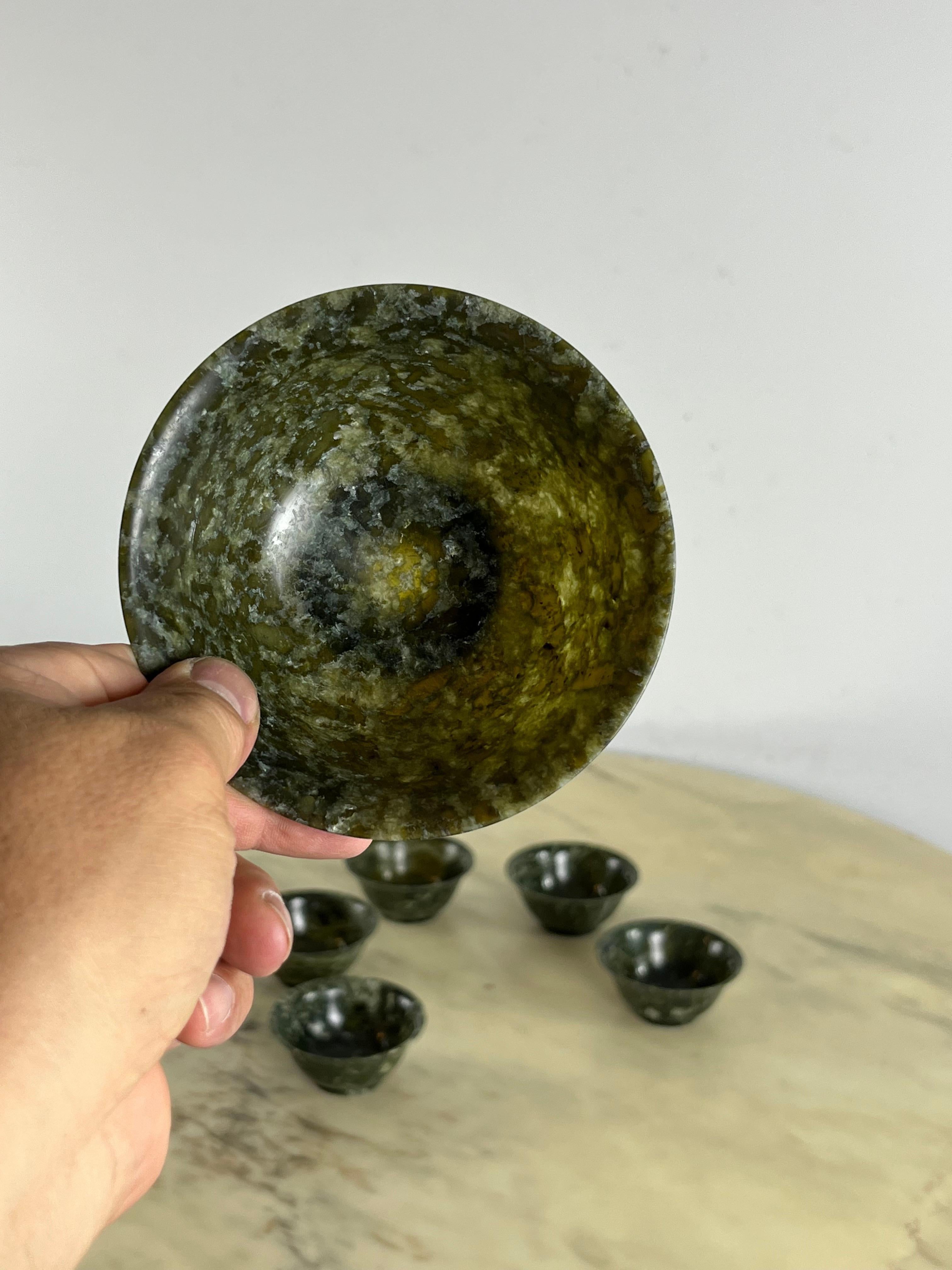 Set of 6 Chinese Jade Bowls, 1930s For Sale 1