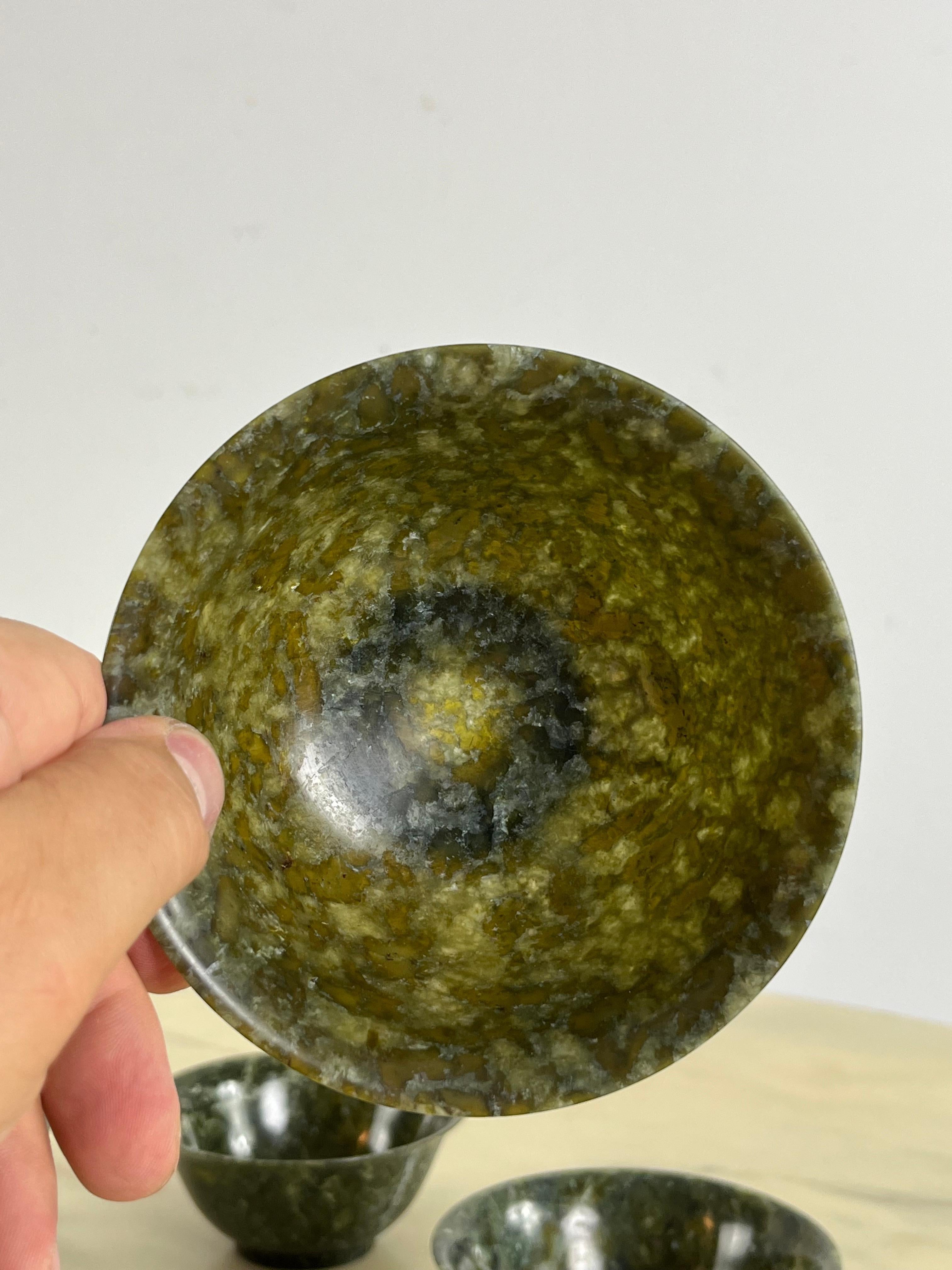 Set of 6 Chinese Jade Bowls, 1930s For Sale 5