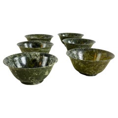 Ensemble de 6 bols chinois en jade, années 1930