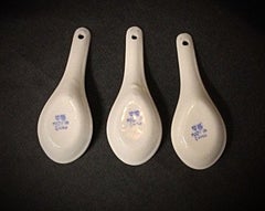 Set of 6 Chinese Porcelain Rice Bowls with 3 Spoons - 2Y49