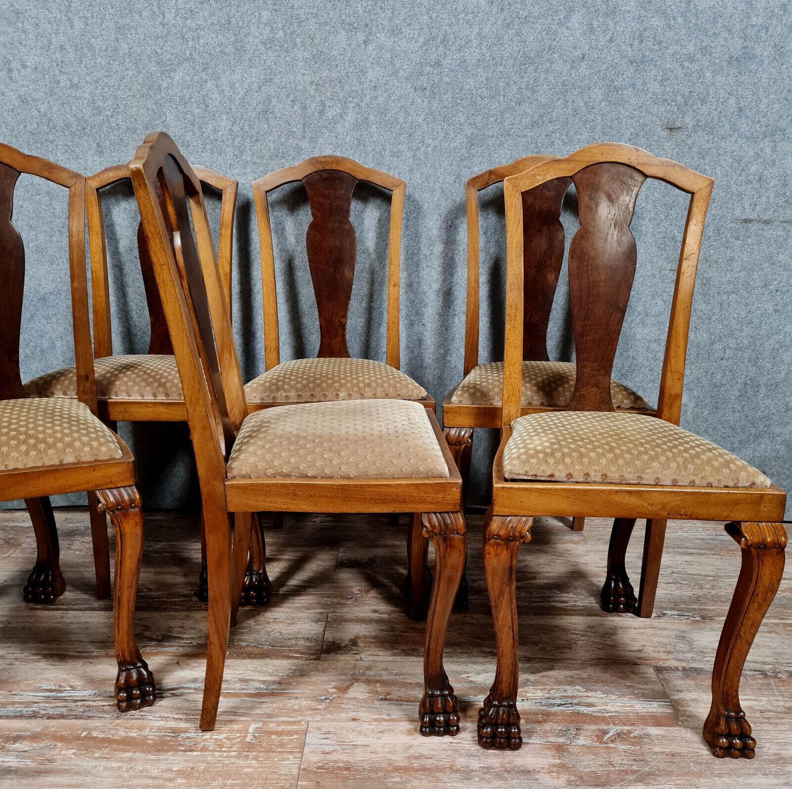 Late 19th Century Set of 6 Chippendale Chairs in Light and Dark Mahogany -1X56 For Sale