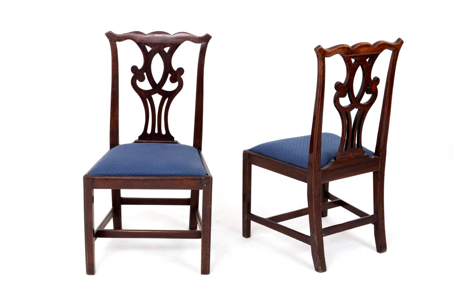 Set of 6 Chippendale Chairs in Walnut, circa 1900 In Good Condition In Saint-Ouen, FR
