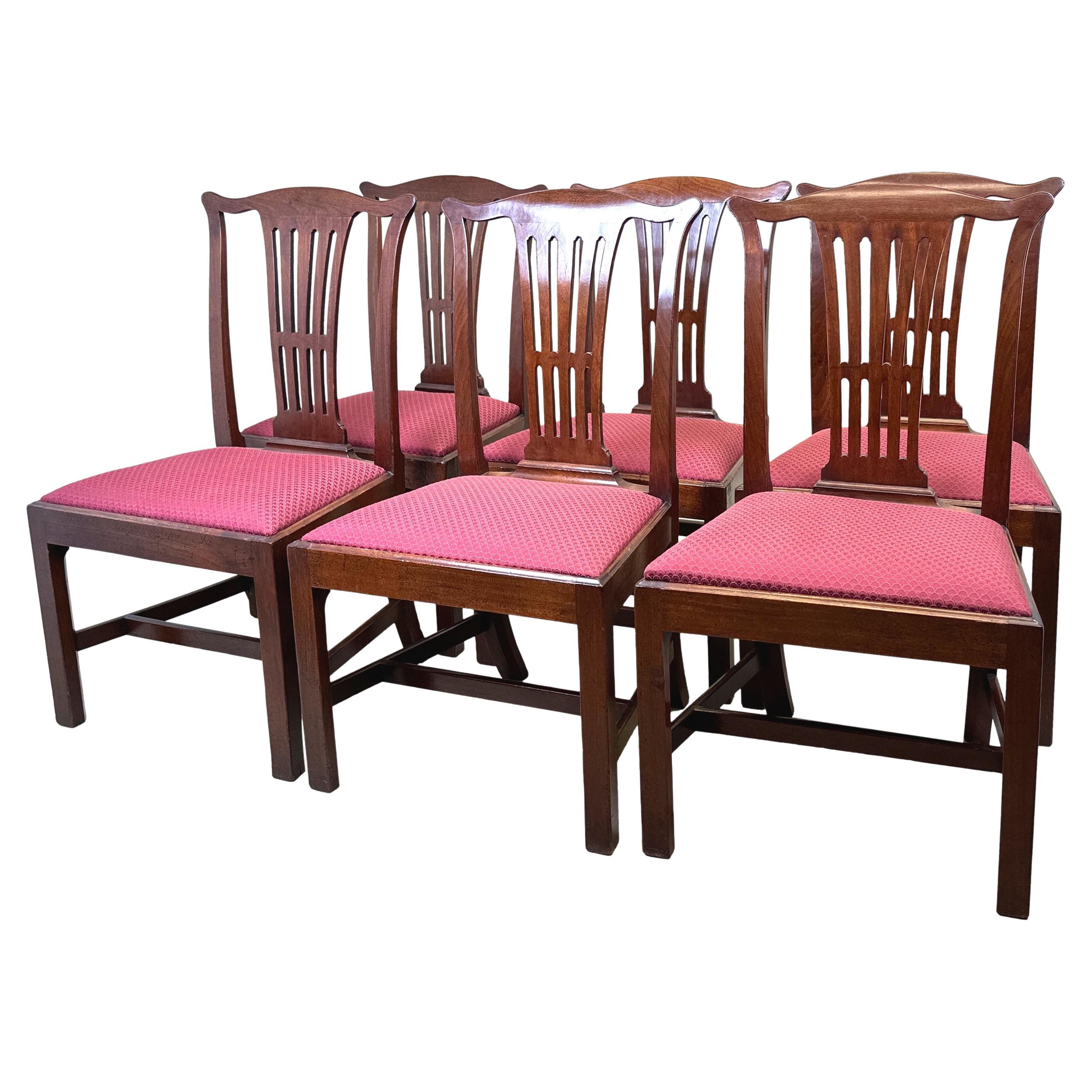 Ensemble de 6 chaises de salle à manger en acajou de la période Chippendale