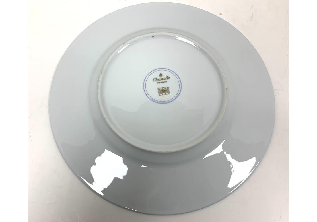 Hungarian Set Of 6 Christofle Blue Marbled Porcelain Service Plates For Sale