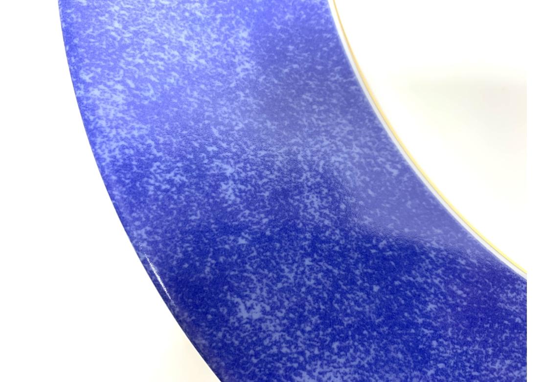 Set Of 6 Christofle Blue Marbled Porcelain Service Plates For Sale 3
