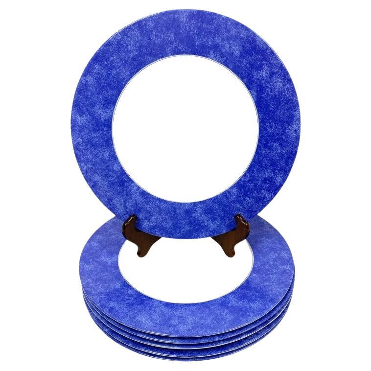 Set Of 6 Christofle Blue Marbled Porcelain Service Plates For Sale