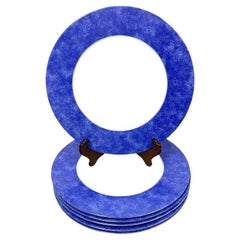 Set Of 6 Christofle Blue Marbled Porcelain Service Plates