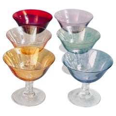 Set of 6 Chromatic Colored Champagne Glasses, Cocktail Glasses, Fruit bowls