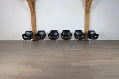 Set di 6 sedie da pranzo in cromo e similpelle di Boris Tabacoff, anni '60