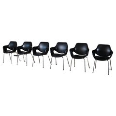 Set of 6 chrome and leatherette dining chairs by Boris Tabacoff, 1960s