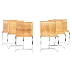 Set of 6 Chrome and Rattan Chairs, 1980