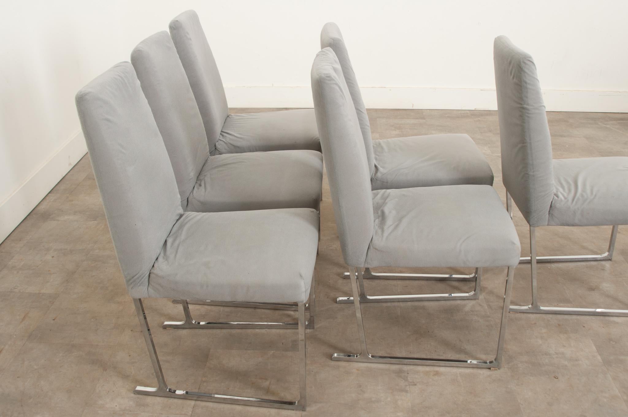 Set of 6 Chrome Mid-Century Dining Chairs For Sale 3