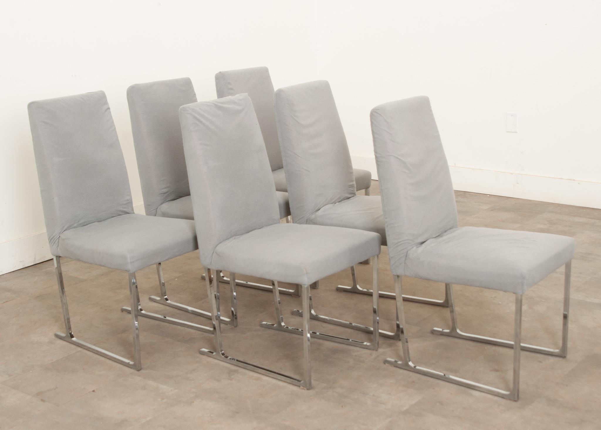 Set di 6 sedie da pranzo cromate di metà secolo in vendita 2