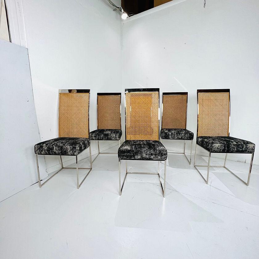 Ensemble de 6 chaises de salle à manger chromées Milo Baughman en vente 4