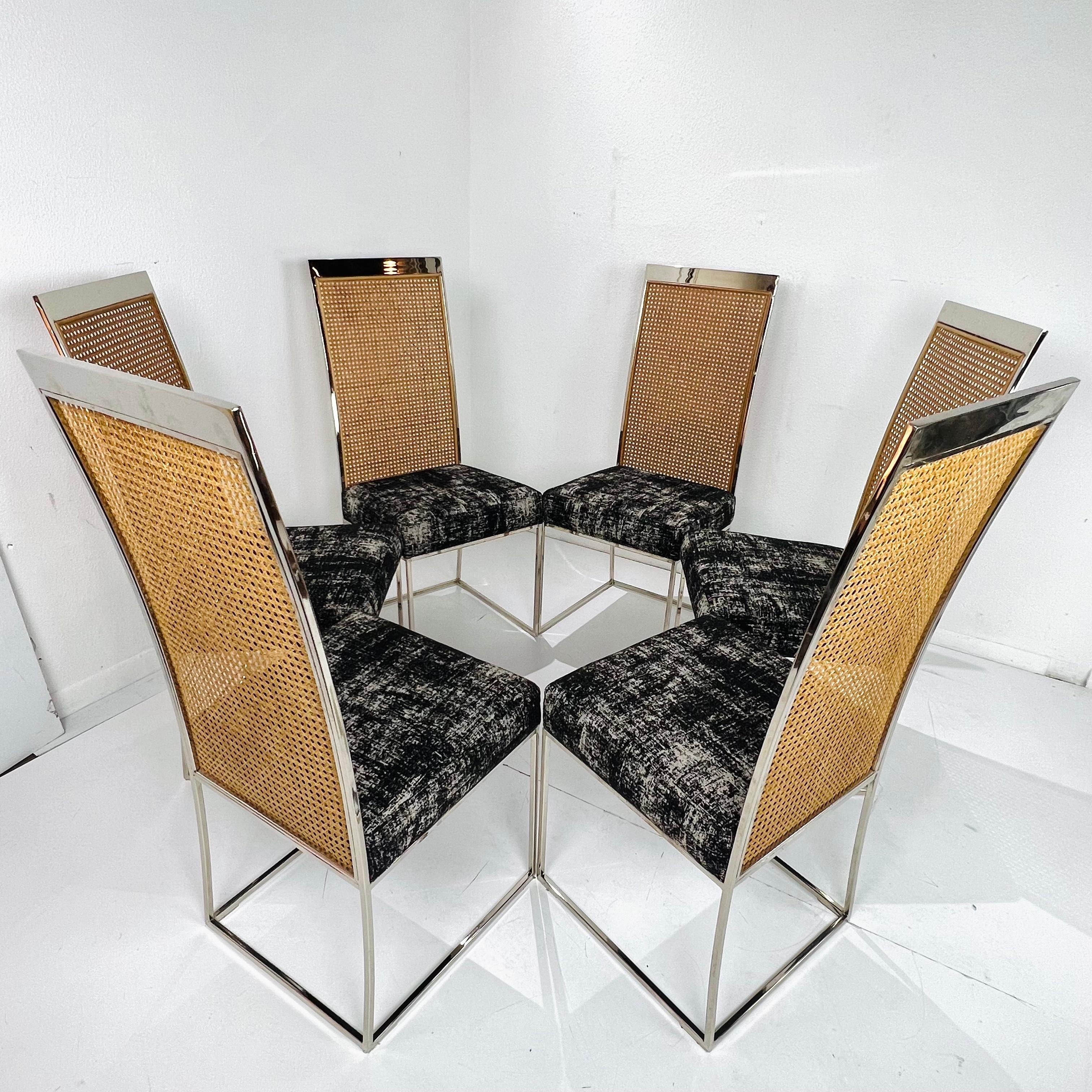 Set of 6 Chrome Milo Baughman Dining Chairs 4