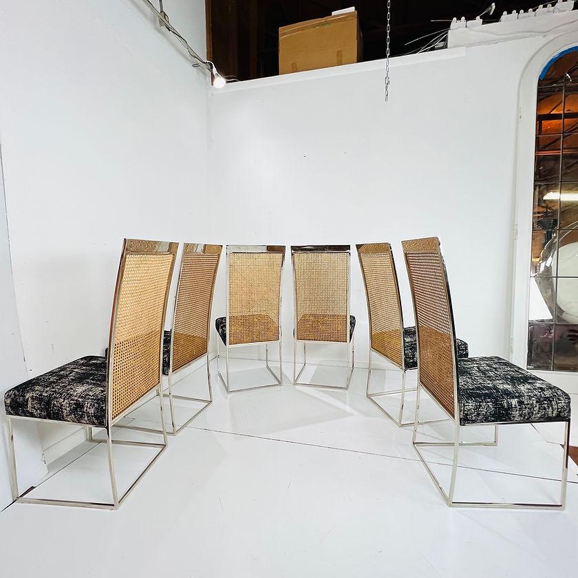 Mid-Century Modern Ensemble de 6 chaises de salle à manger chromées Milo Baughman en vente