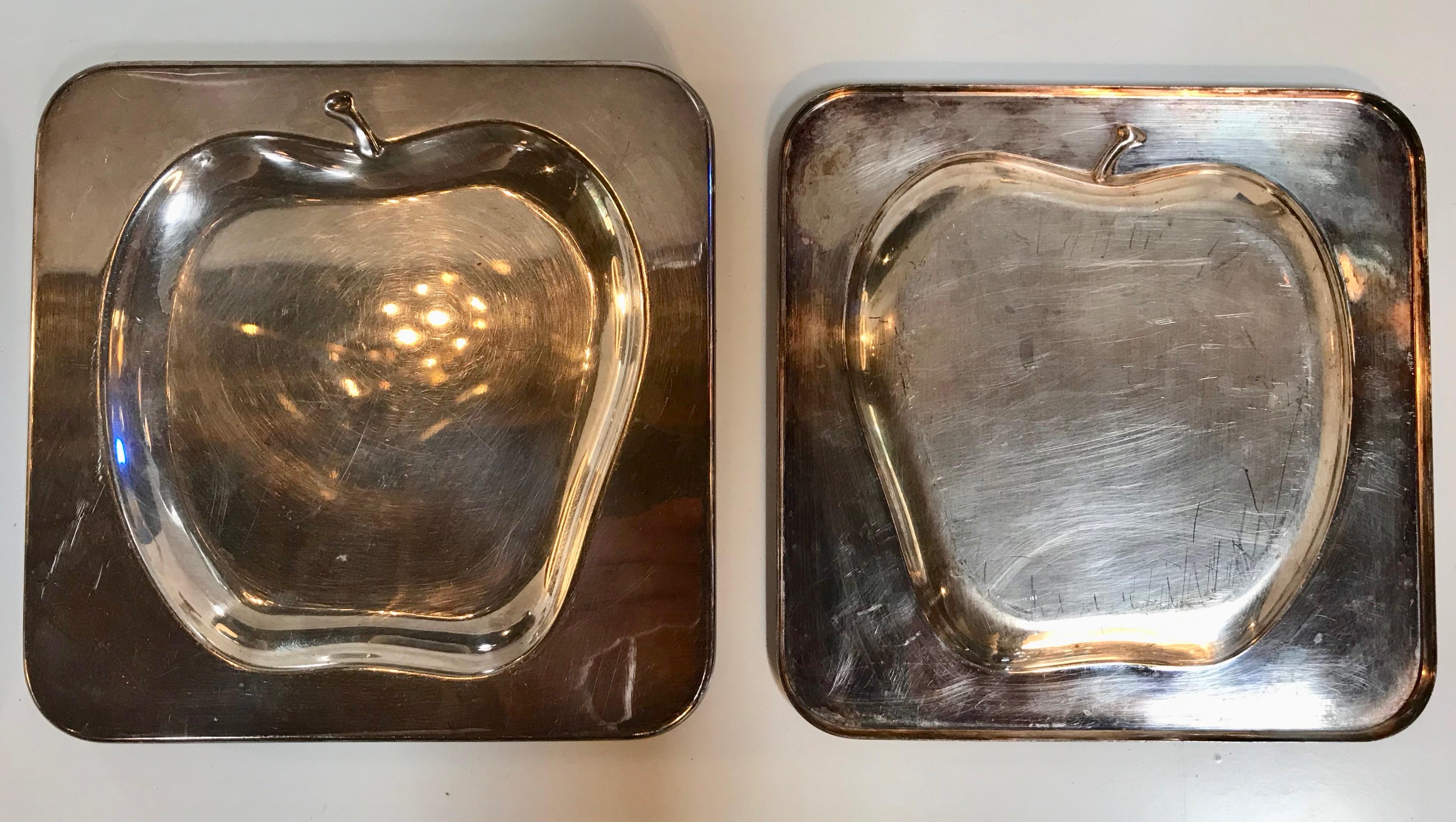 Italian Set of 6 Chrome Square Cocktail Plates, Italy, 1970s