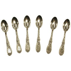 Set of 6 Chrysanthamum Pattern Silver Teaspoons, Dated circa 1910, Tiffany & Co.