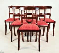 Set di 6 sedie laterali in mogano Feder del 1810 circa provenienti da Boston Massachusetts