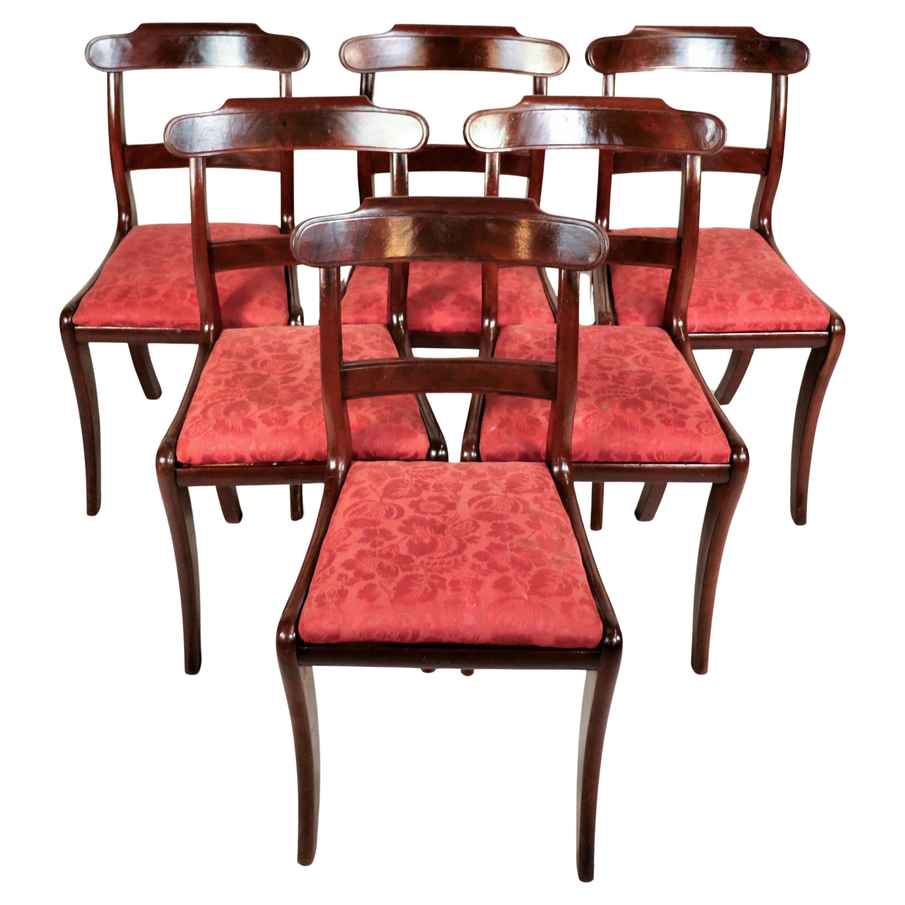 Set of 6 Circa 1810 Federal Mahogany Side Chairs from Boston Massachusetts