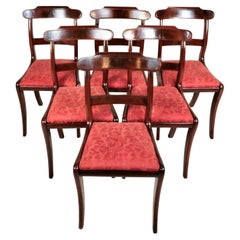 Juego de 6 sillas auxiliares federales de caoba de Boston Massachusetts, circa 1810