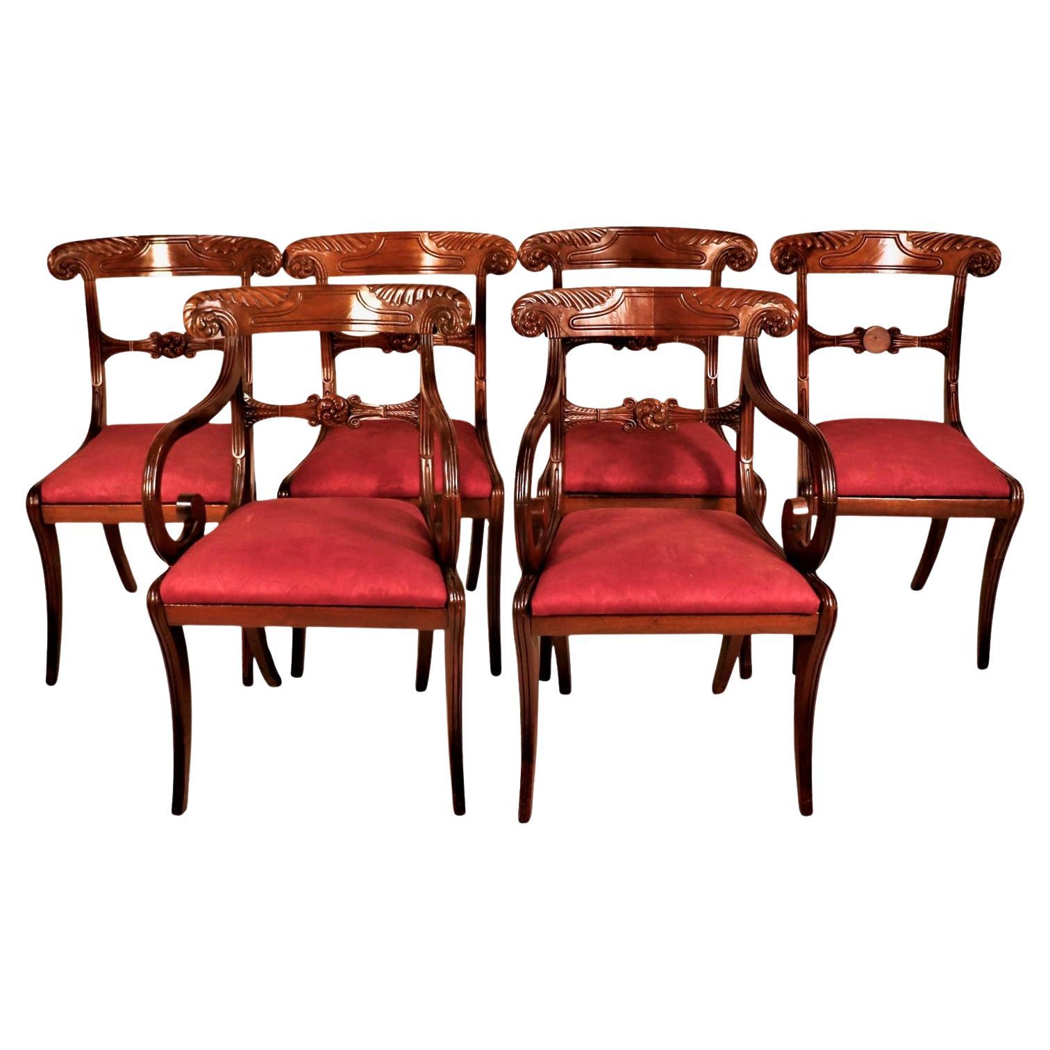 Set of 6 Early 19th Century Regency Period Mahogany Chairs