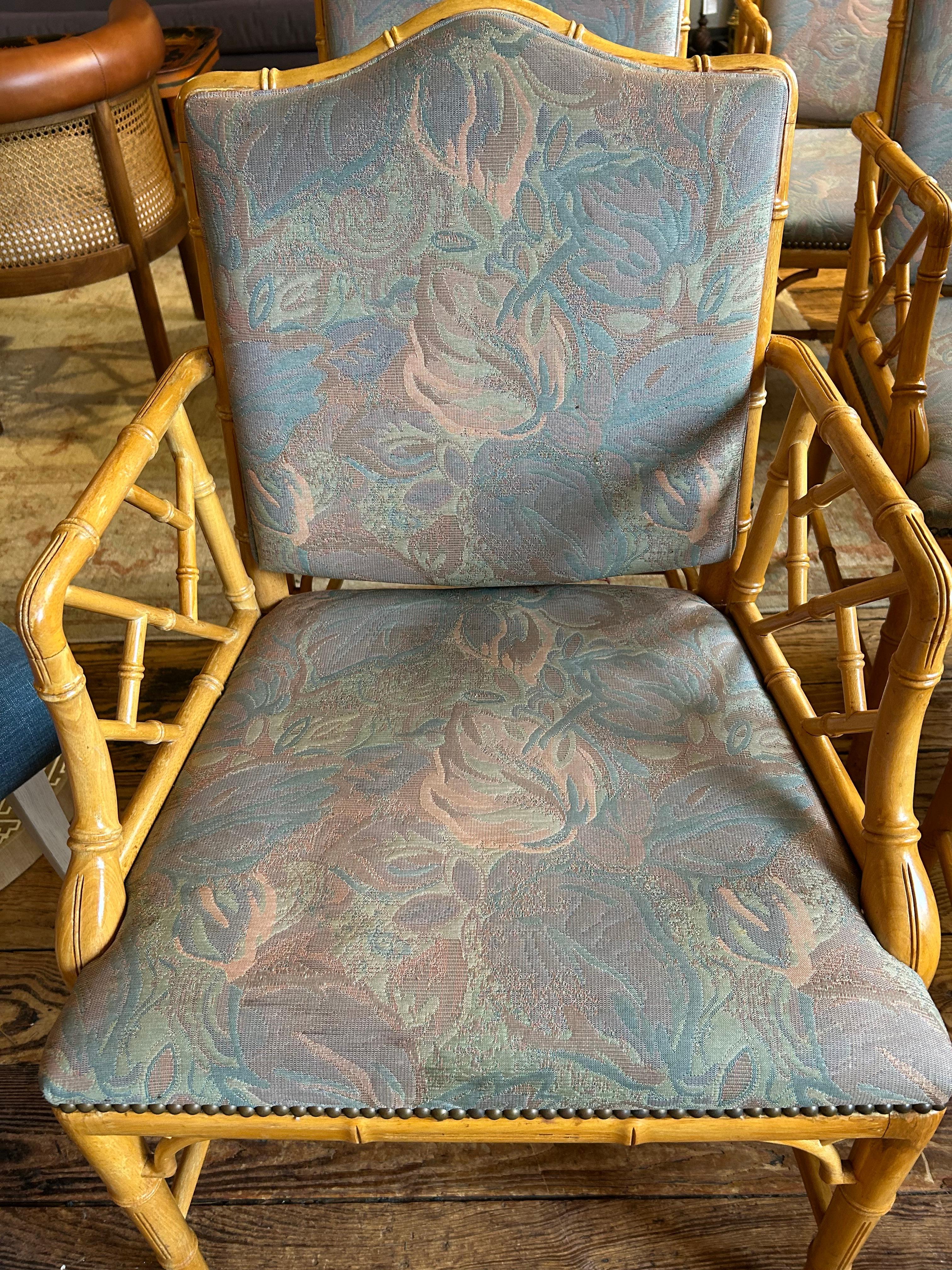 Ensemble de 6 chaises de salle à manger classiques en bambou de style Chippendale en vente 5
