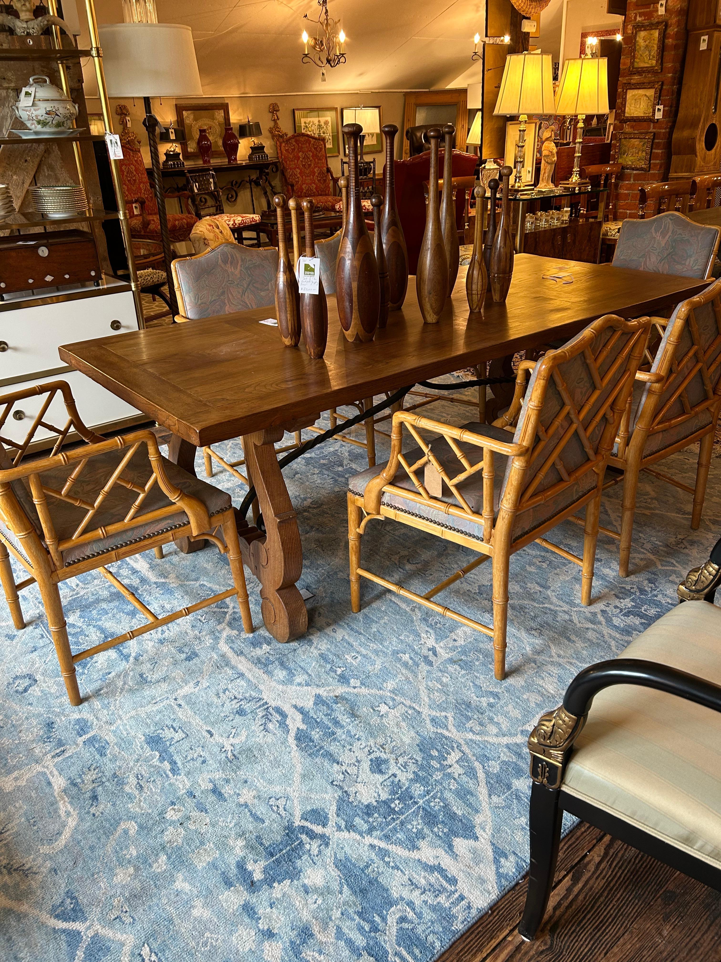 Ensemble de 6 chaises de salle à manger classiques en bambou de style Chippendale en vente 7