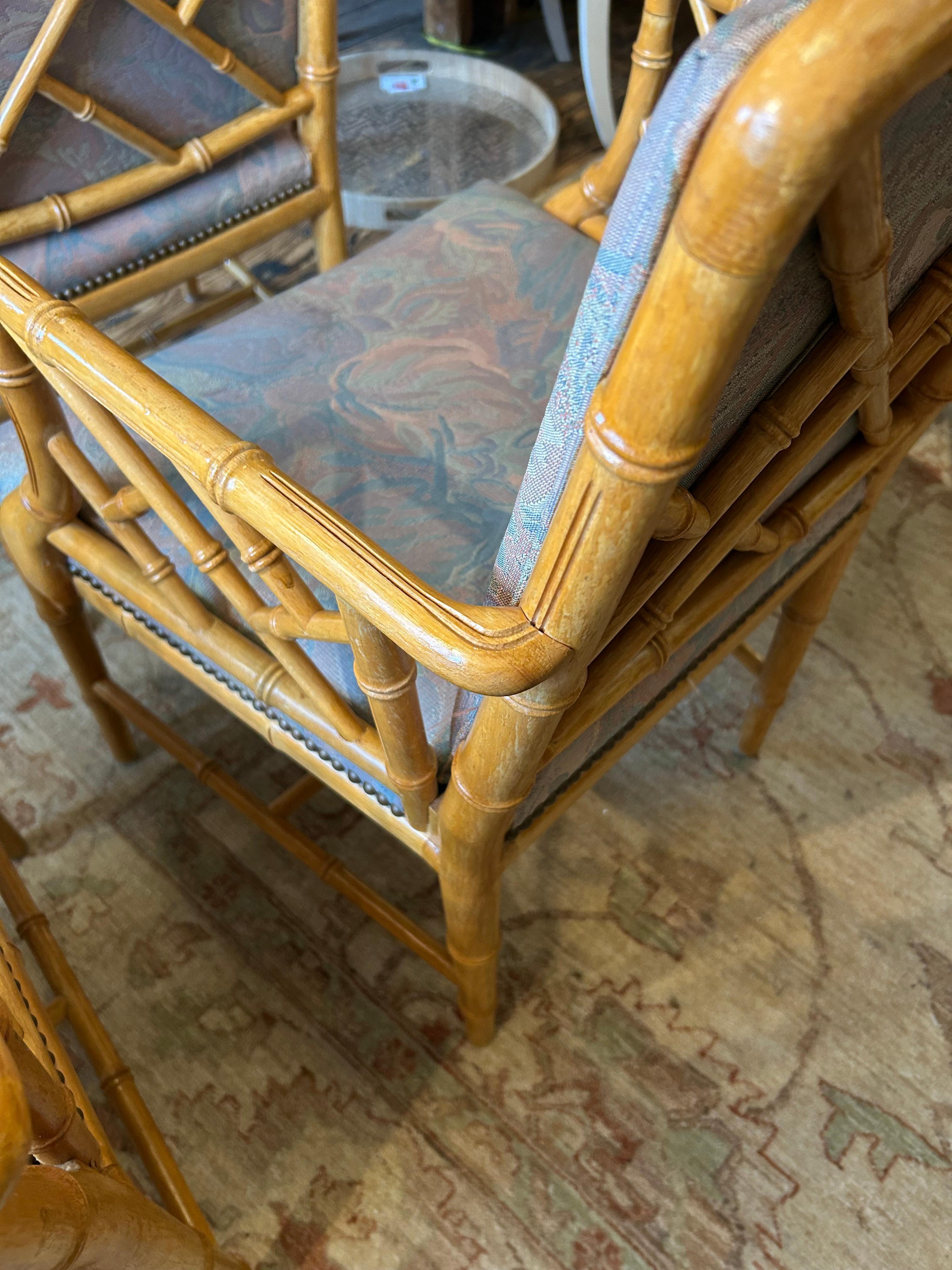 Ensemble de 6 chaises de salle à manger classiques en bambou de style Chippendale en vente 2
