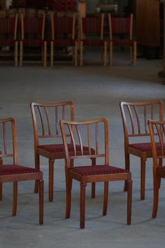 Set of 6 Classic Danish Modern Dining Chairs, Oak & Upholstered Seats, 1950s