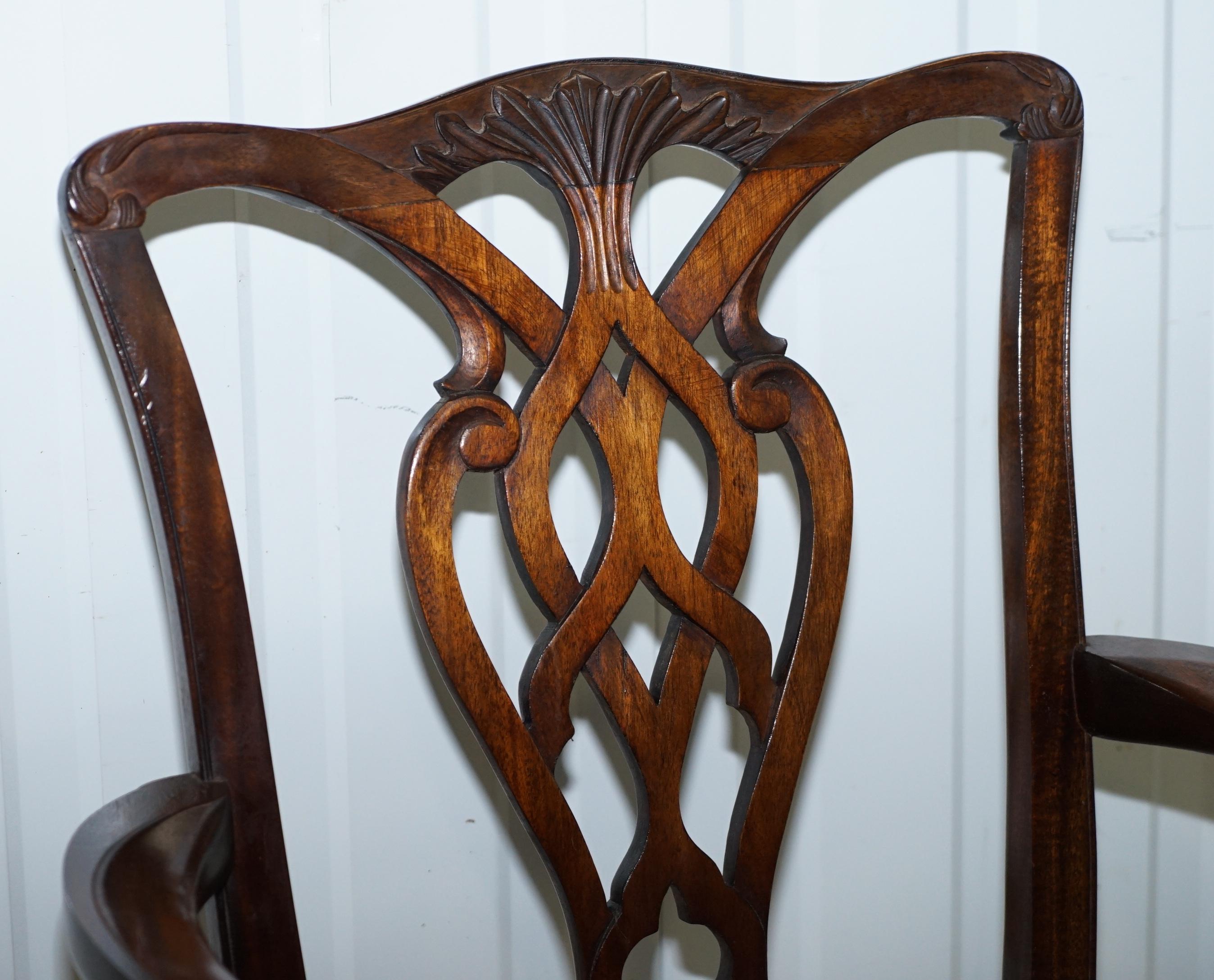 Set of 6 Claw and Ball Mahogany Thomas Chippendale Style Antique Dining Chairs 11