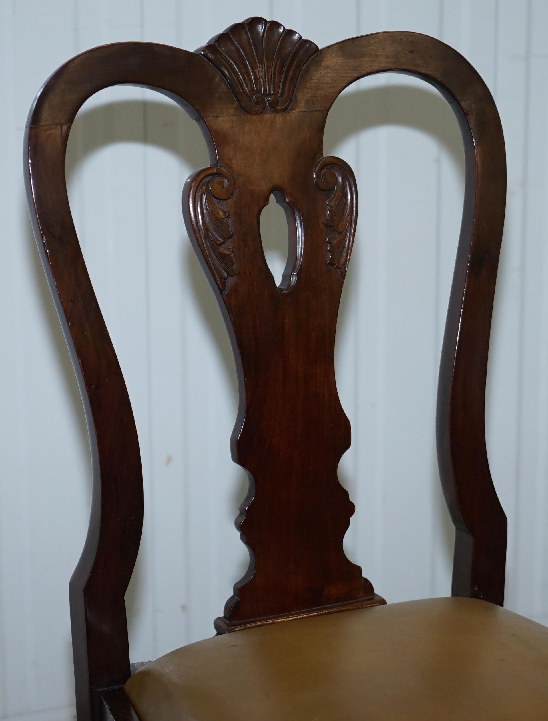 20th Century Set of 6 Claw and Ball Mahogany Thomas Chippendale Style Antique Dining Chairs