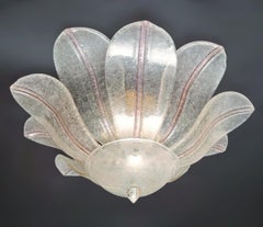 Lot de 6 appliques murales « Graniglia » de Murano, transparentes et roses