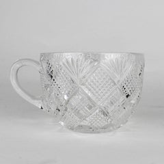 Lot de 6 verres à œufs ou à punch en verre gravé transparent avec motif de diamant blé