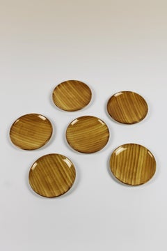 Set of 6 Coasters Vallauris Grandjean Jourdan Organic Ceramics France 1960's