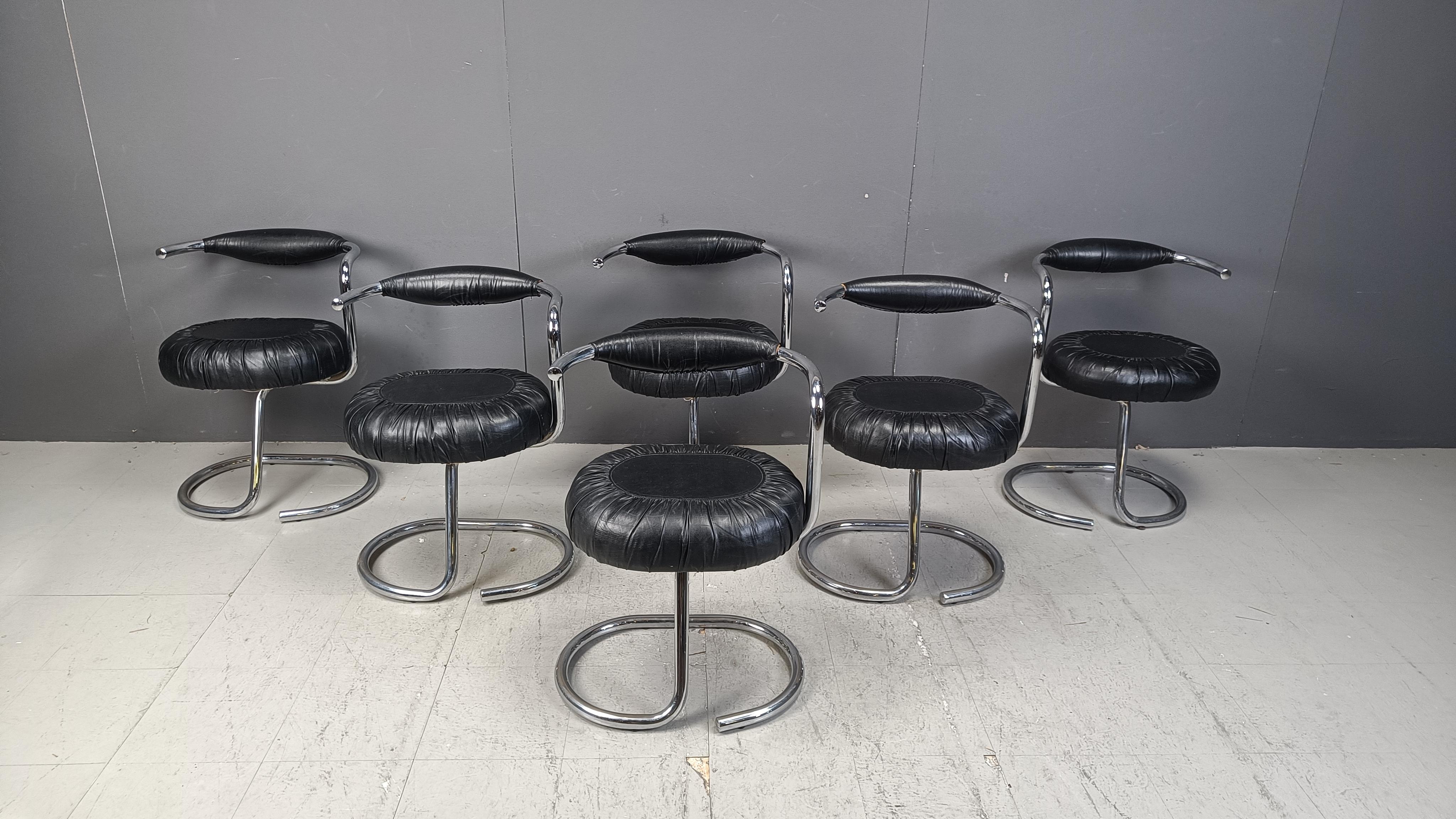 Space Age Set of 6 Cobra dining chairs by Giotto Stoppino, 1970s