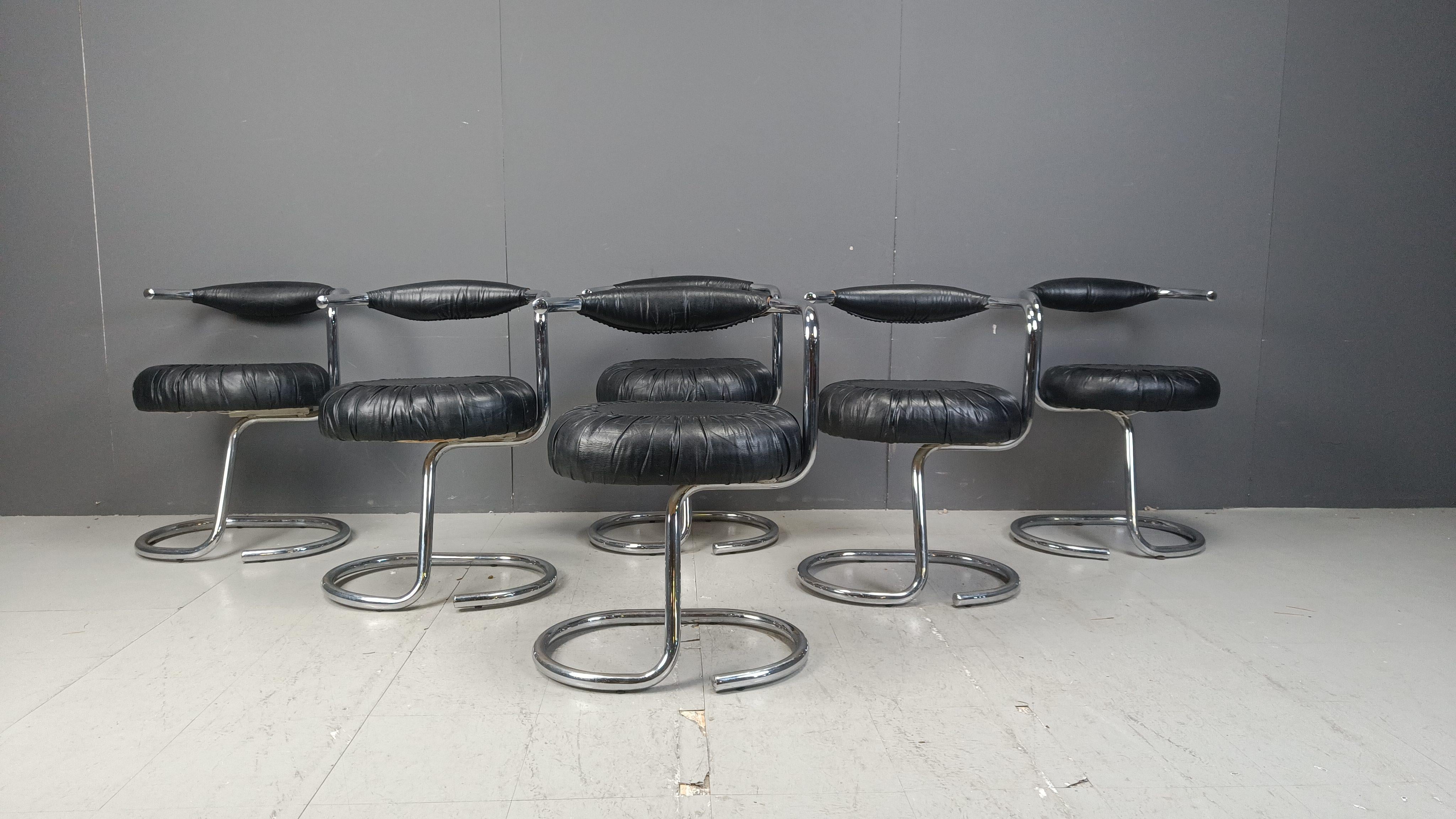 Set of 6 Cobra dining chairs by Giotto Stoppino, 1970s In Good Condition In Leuven, Vlaams Gewest