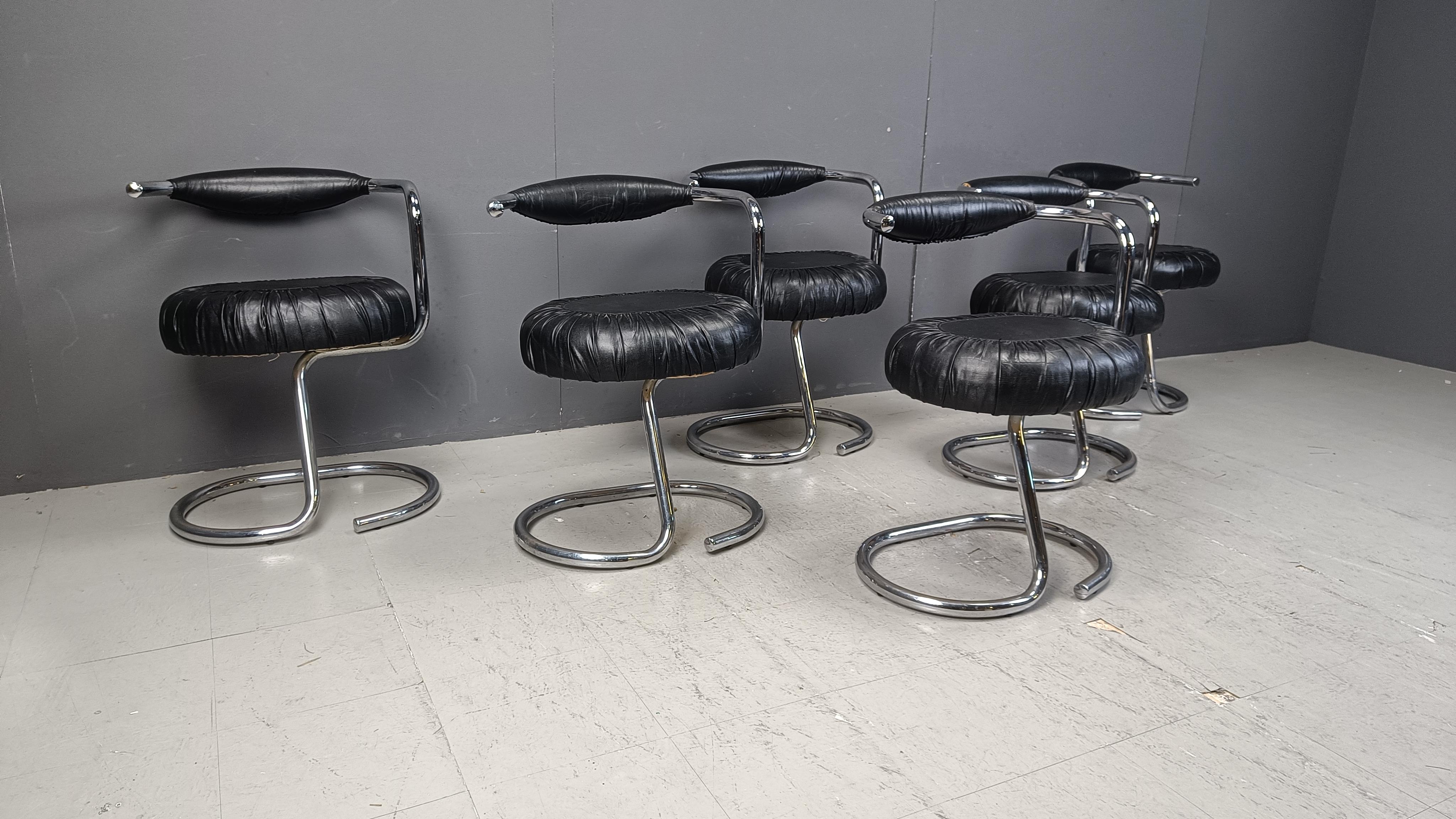 Set of 6 Cobra dining chairs by Giotto Stoppino, 1970s 1