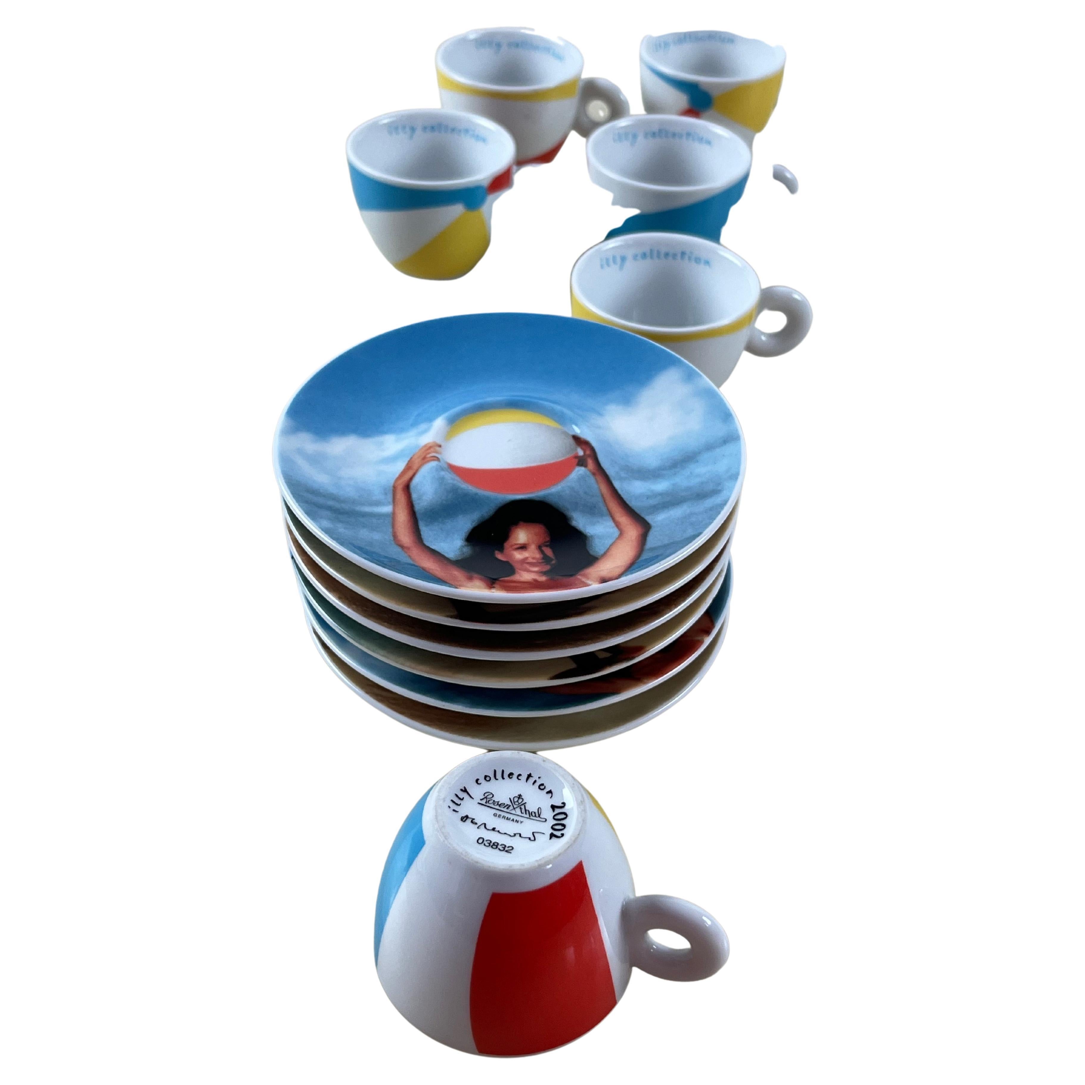 Set of 6 Coffee Cups Illy Collection 2002 Marina Abramovic For Sale at