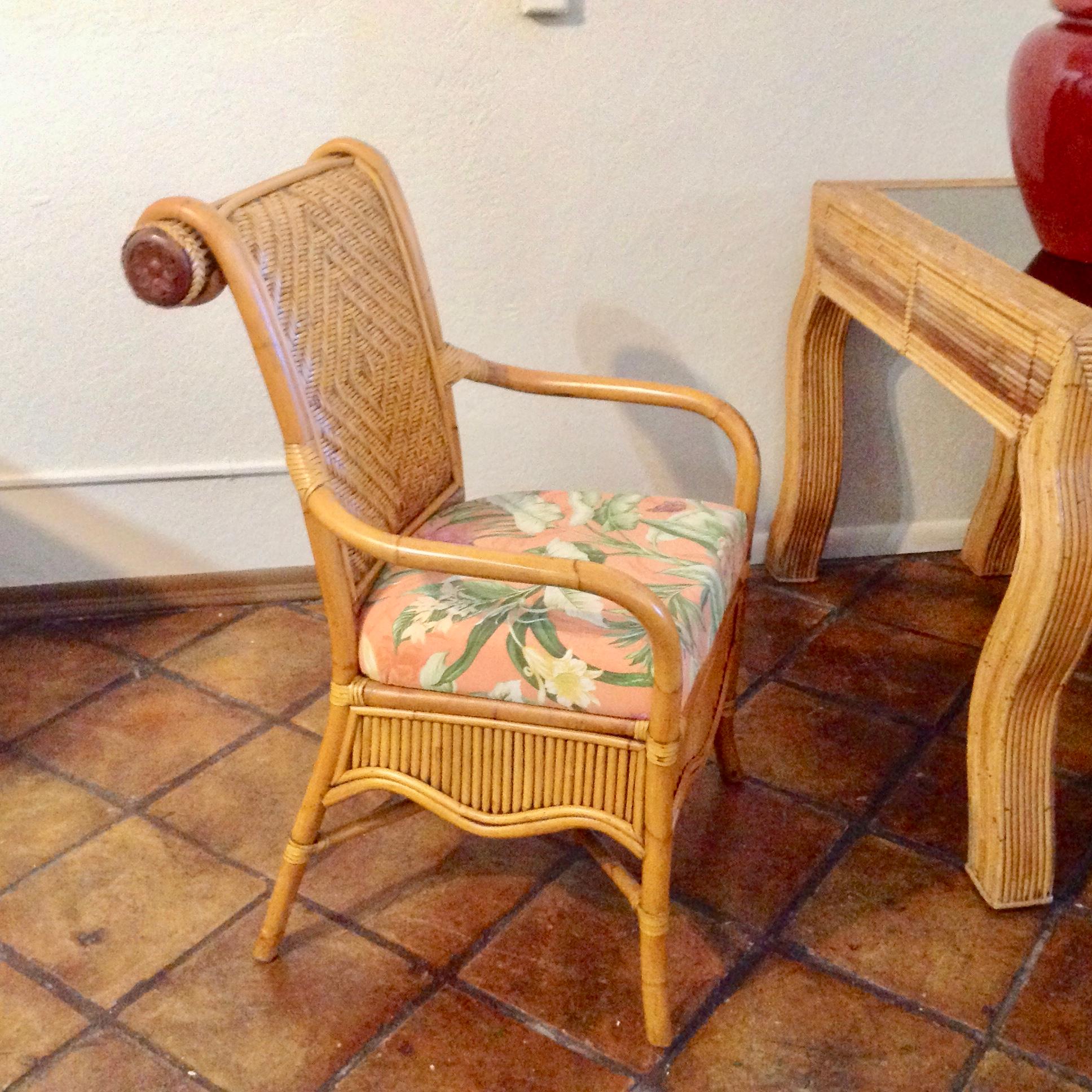 Set of 6 Colonial Style Rattan Dining Chairs 2